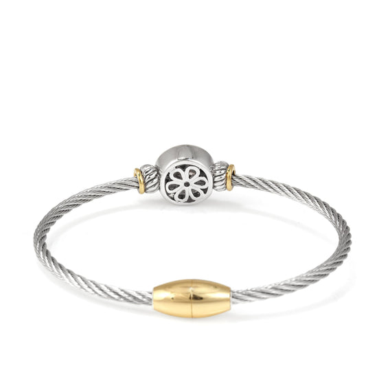 TWO TONE JET CRYSTAL CLASSIC CABLE BRACELET 62994BR-JET (FH20)