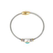 TWO TONE TURQUOISE CRYSTAL CLASSIC CABLE BRACELET 62994BR-TQ (FG19)