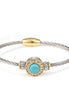 TWO TONE TURQUOISE CRYSTAL CLASSIC CABLE BRACELET 62994BR-TQ (FG19)