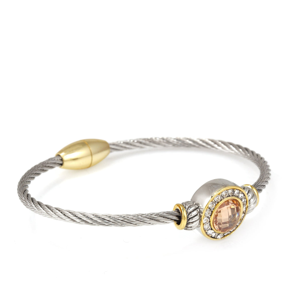TWO TONE CHAMPAGNE CRYSTAL CLASSIC CABLE BRACELET62994BR-CHM (FG20)