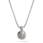 TWO TONE CHAMPAGNE AND CRYSTAL ROUND PENDANT NECKLACE 62994EH-CHM(FC19)
