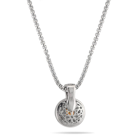 TWO TONE CHAMPAGNE AND CRYSTAL ROUND PENDANT NECKLACE 62994EH-CHM(FC19)