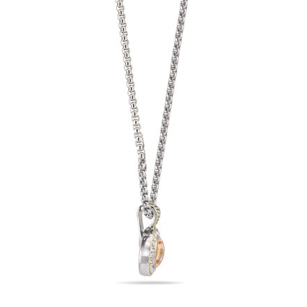 TWO TONE CHAMPAGNE AND CRYSTAL ROUND PENDANT NECKLACE 62994EH-CHM(FC19)