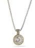 TWO TONE CLEAR CRYSTAL ROUND PENDANT NECKLACE 62994EH-CLR(FC19)