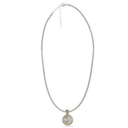 TWO TONE CLEAR CRYSTAL ROUND PENDANT NECKLACE 62994EH-CLR(FC19)