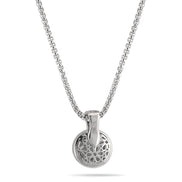 TWO TONE CLEAR CRYSTAL ROUND PENDANT NECKLACE 62994EH-CLR(FC19)