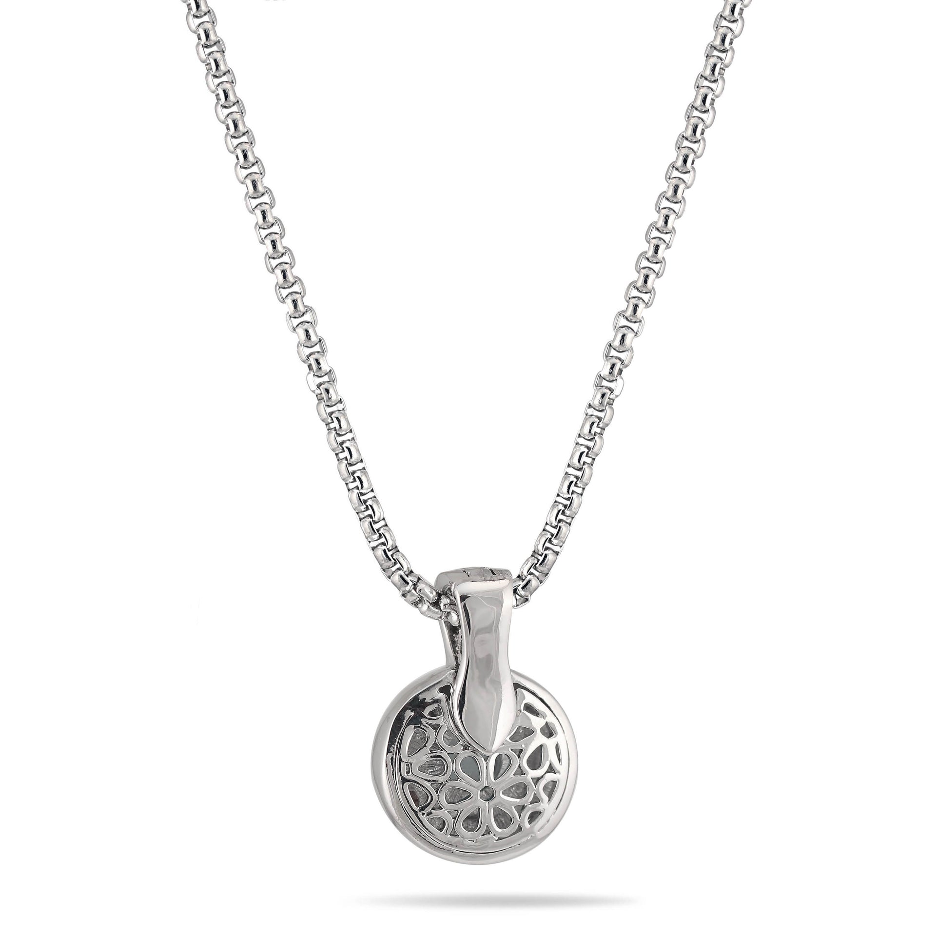 TWO TONE CLEAR CRYSTAL ROUND PENDANT NECKLACE 62994EH-CLR(FC19)