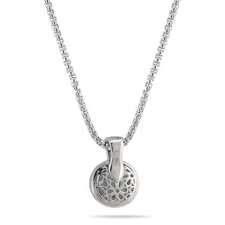 TWO TONE CLEAR CRYSTAL ROUND PENDANT NECKLACE 62994EH-CLR(FC19)