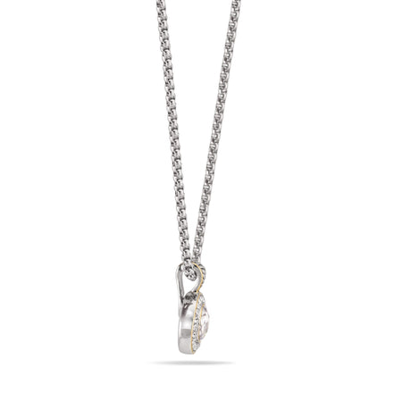 TWO TONE CLEAR CRYSTAL ROUND PENDANT NECKLACE 62994EH-CLR(FC19)