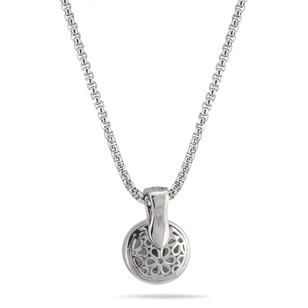 TWO TONE JET CRYSTAL ROUND PENDANT NECKLACE 62994EH-JET(FC19)