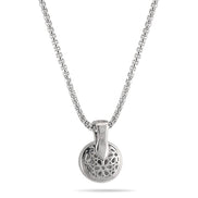 TWO TONE JET CRYSTAL ROUND PENDANT NECKLACE 62994EH-JET(FC19)