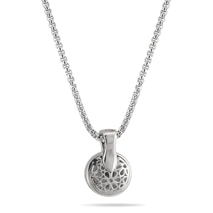 TWO TONE JET CRYSTAL ROUND PENDANT NECKLACE 62994EH-JET(FC19)