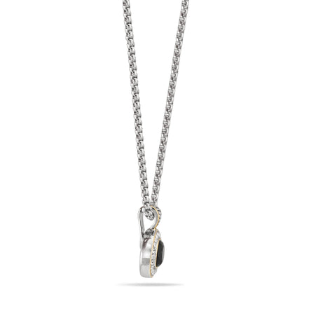 TWO TONE JET CRYSTAL ROUND PENDANT NECKLACE 62994EH-JET(FC19)