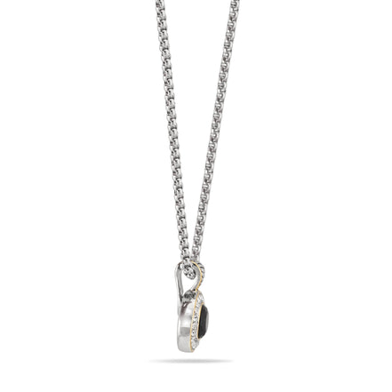 TWO TONE JET CRYSTAL ROUND PENDANT NECKLACE 62994EH-JET(FC19)