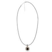 TWO TONE JET CRYSTAL ROUND PENDANT NECKLACE 62994EH-JET(FC19)