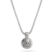 TWO TONE TURQUOISE AND CRYSTAL ROUND PENDANT NECKLACE 62994EH-TQ