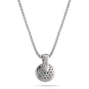 TWO TONE TURQUOISE AND CRYSTAL ROUND PENDANT NECKLACE 62994EH-TQ