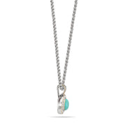 TWO TONE TURQUOISE AND CRYSTAL ROUND PENDANT NECKLACE 62994EH-TQ