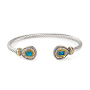 TWO TONE AQUA CRYSTAL CLASSIC CABLE BRACELET# 73024BR-AQ(FF1)