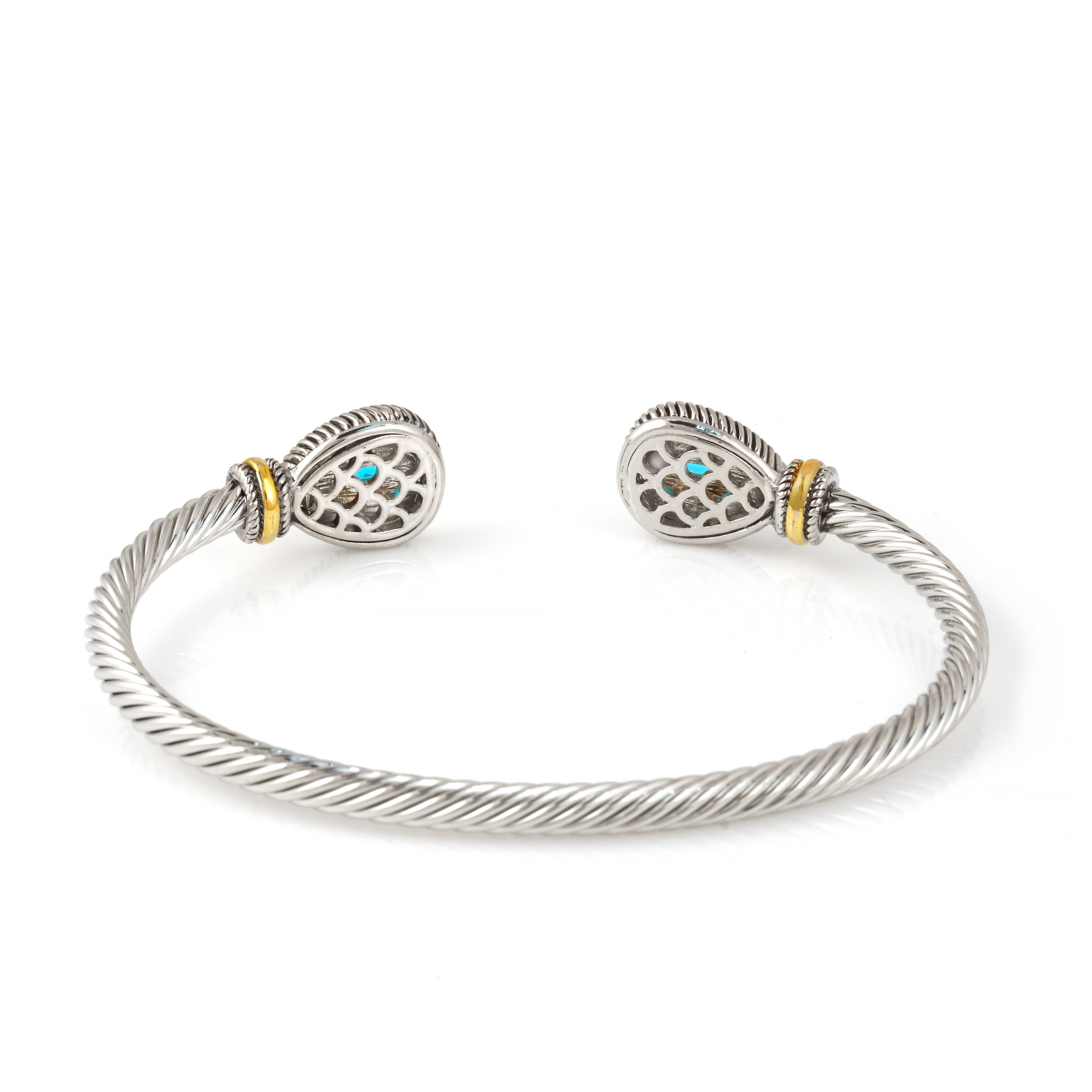 TWO TONE AQUA CRYSTAL CLASSIC CABLE BRACELET# 73024BR-AQ(FF1)