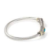 TWO TONE AQUA CRYSTAL CLASSIC CABLE BRACELET# 73024BR-AQ(FF1)