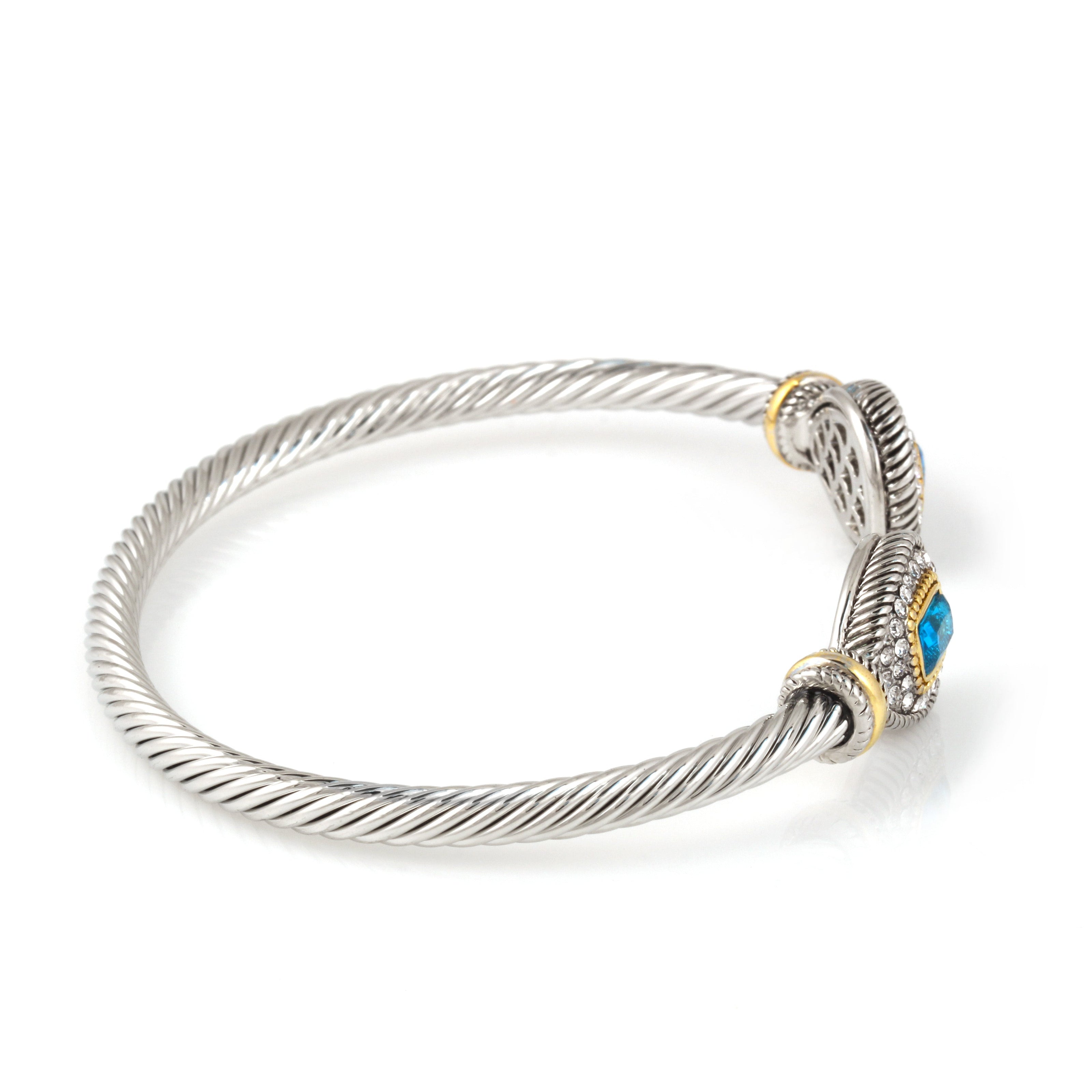 TWO TONE AQUA CRYSTAL CLASSIC CABLE BRACELET# 73024BR-AQ(FF1)