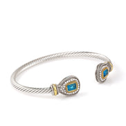 TWO TONE AQUA CRYSTAL CLASSIC CABLE BRACELET# 73024BR-AQ(FF1)