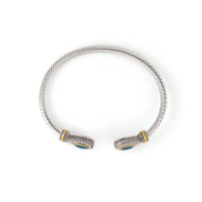 TWO TONE AQUA CRYSTAL CLASSIC CABLE BRACELET# 73024BR-AQ(FF1)