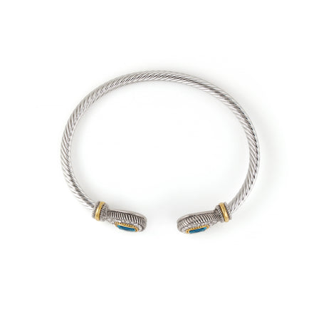 TWO TONE AQUA CRYSTAL CLASSIC CABLE BRACELET# 73024BR-AQ(FF1)