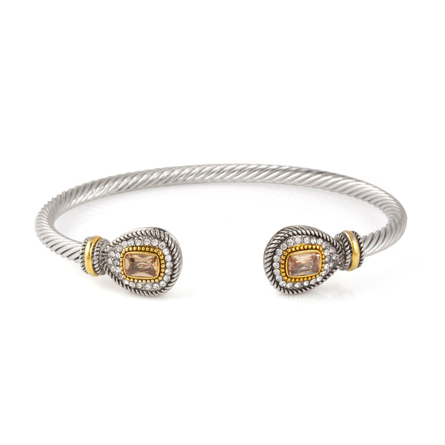 TWO TONE CHAMPAGNE CRYSTAL CLASSIC CABLE BRACELET # 73024BR-CHAM(FE2)