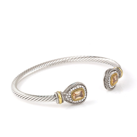 TWO TONE CHAMPAGNE CRYSTAL CLASSIC CABLE BRACELET # 73024BR-CHAM(FE2)