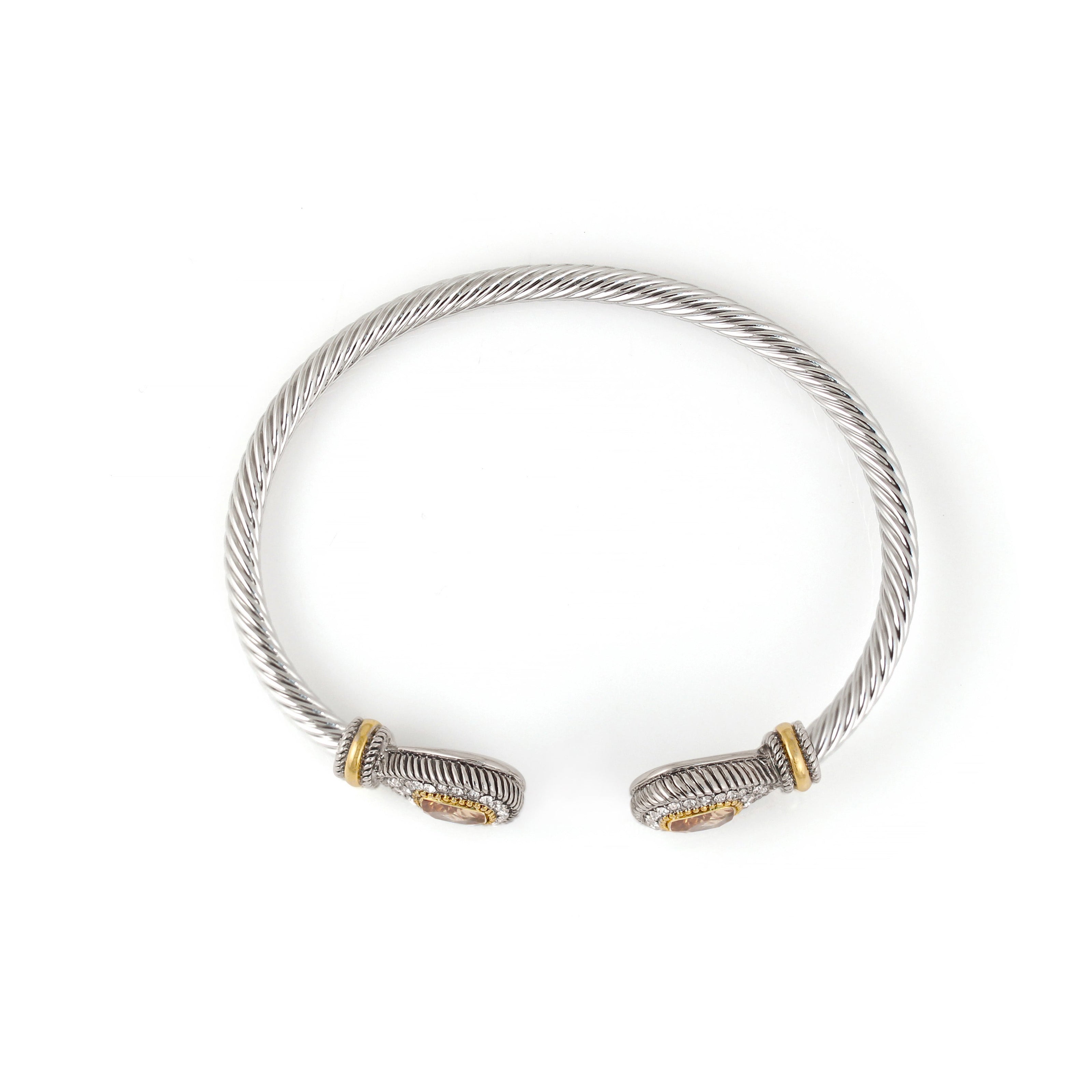 TWO TONE PAVE CLASSIC CABLE BRACELET # 73024BR
