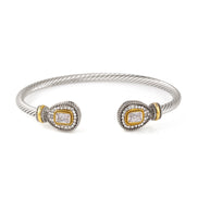 TWO TONE CLEAR CRYSTAL CLASSIC CABLE BRACELET # 73024BR-CLR(FF2)