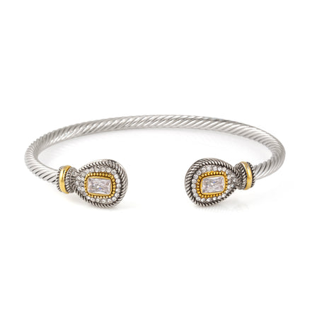 TWO TONE CLEAR CRYSTAL CLASSIC CABLE BRACELET # 73024BR-CLR(FF2)