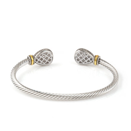 TWO TONE CLEAR CRYSTAL CLASSIC CABLE BRACELET # 73024BR-CLR(FF2)