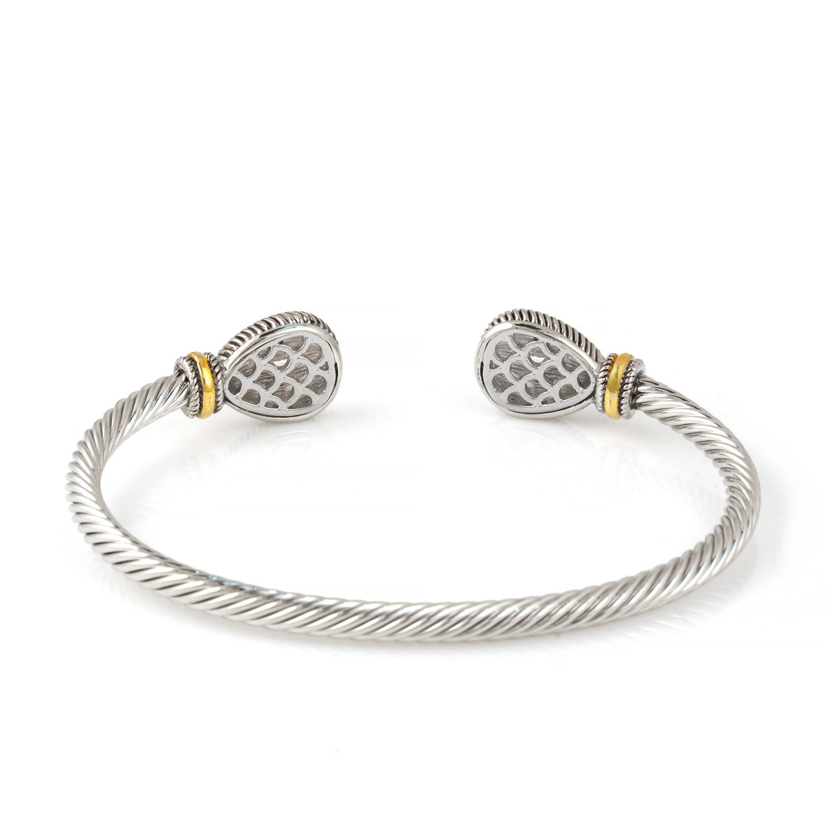 TWO TONE CLEAR CRYSTAL CLASSIC CABLE BRACELET # 73024BR-CLR(FF2)