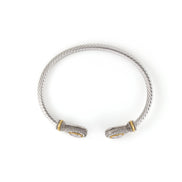 TWO TONE CLEAR CRYSTAL CLASSIC CABLE BRACELET # 73024BR-CLR(FF2)