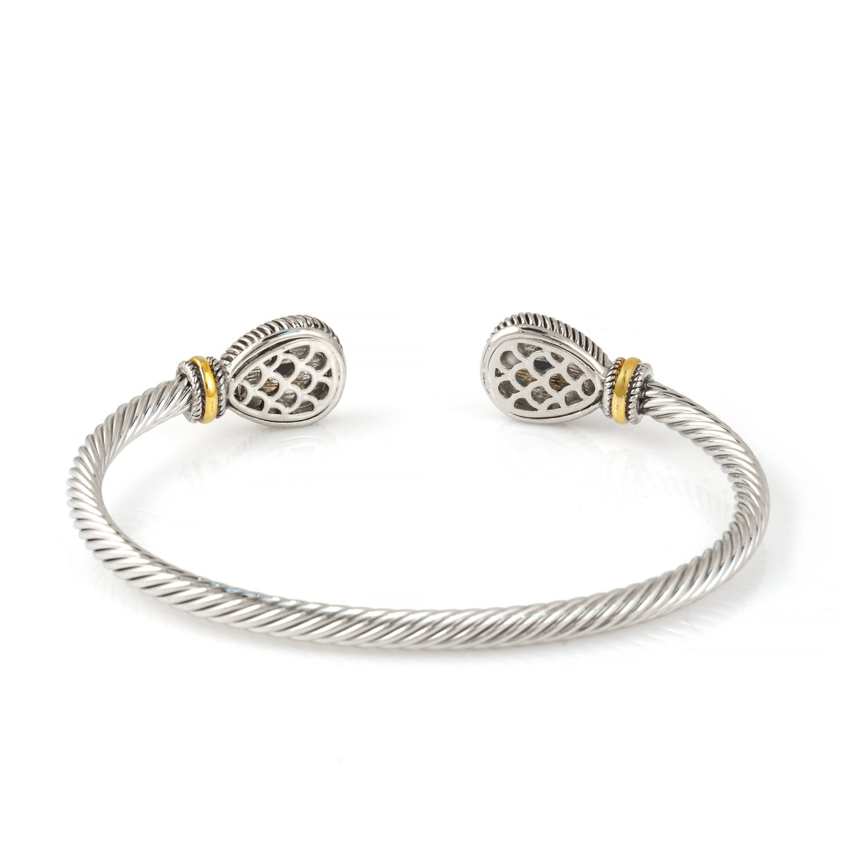 TWO TONE JET CRYSTAL CLASSIC CABLE BRACELET # 73024BR-JET(FE2)