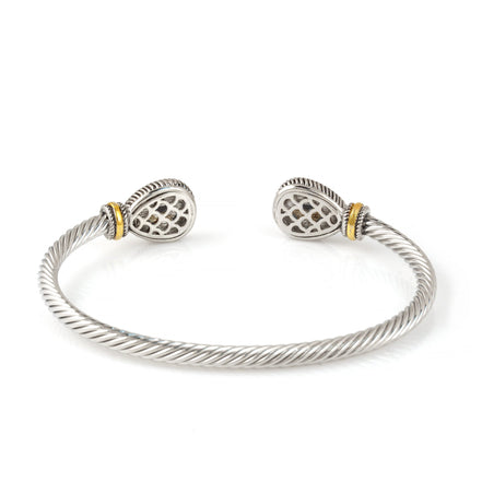 TWO TONE JET CRYSTAL CLASSIC CABLE BRACELET # 73024BR-JET(FE2)