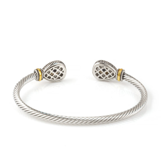 TWO TONE JET CRYSTAL CLASSIC CABLE BRACELET # 73024BR-JET(FE2)