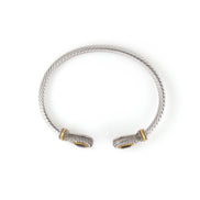 TWO TONE JET CRYSTAL CLASSIC CABLE BRACELET # 73024BR-JET(FE2)