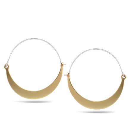 Matte Finished Gold Moon Hoop Earrings