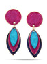 Fuchsia And Turquoise Patina Post Earrings
