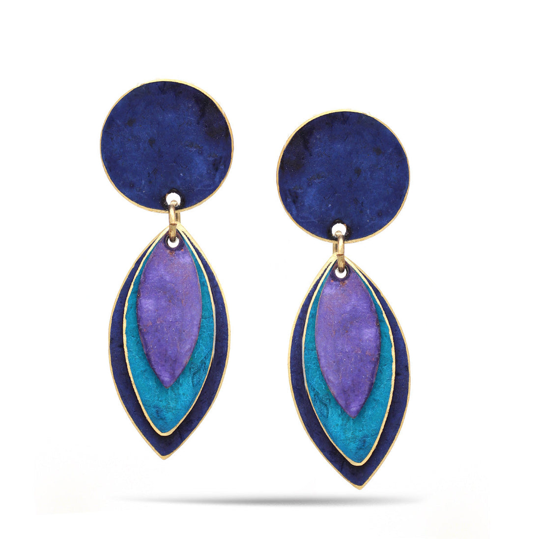 Purple And Turquoise Patina Post Earrings