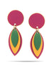 Fuchsia Yellow And Green Patina Post Earrings