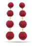 Burgundy Seed Bead Balls Gold Post Earrings