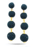 Teal Seed Bead Balls Gold Post Earrings