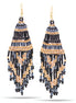 Gold And Black Beads Tassel Earrings