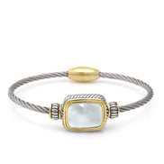 Two Tone Rectangle Mother Of Pearl Twisted Rope Magnetic Clasp Bracelet