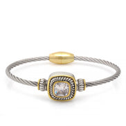 Two Tone Square Crystal Twisted Rope Magnetic Clasp Bracelet